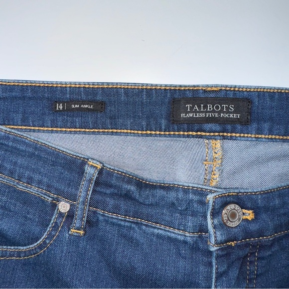 Talbots Flawless Five Pocket Slim Ankle Jeans Women’s Size 14 Blue Stretch Denim - Picture 8 of 13